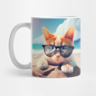 Cat chilling at the beach. Cat Art Mug